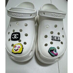 Crocs Women's Classic Bae Clogs White Platform Shoes Women's Size 9 Chun…